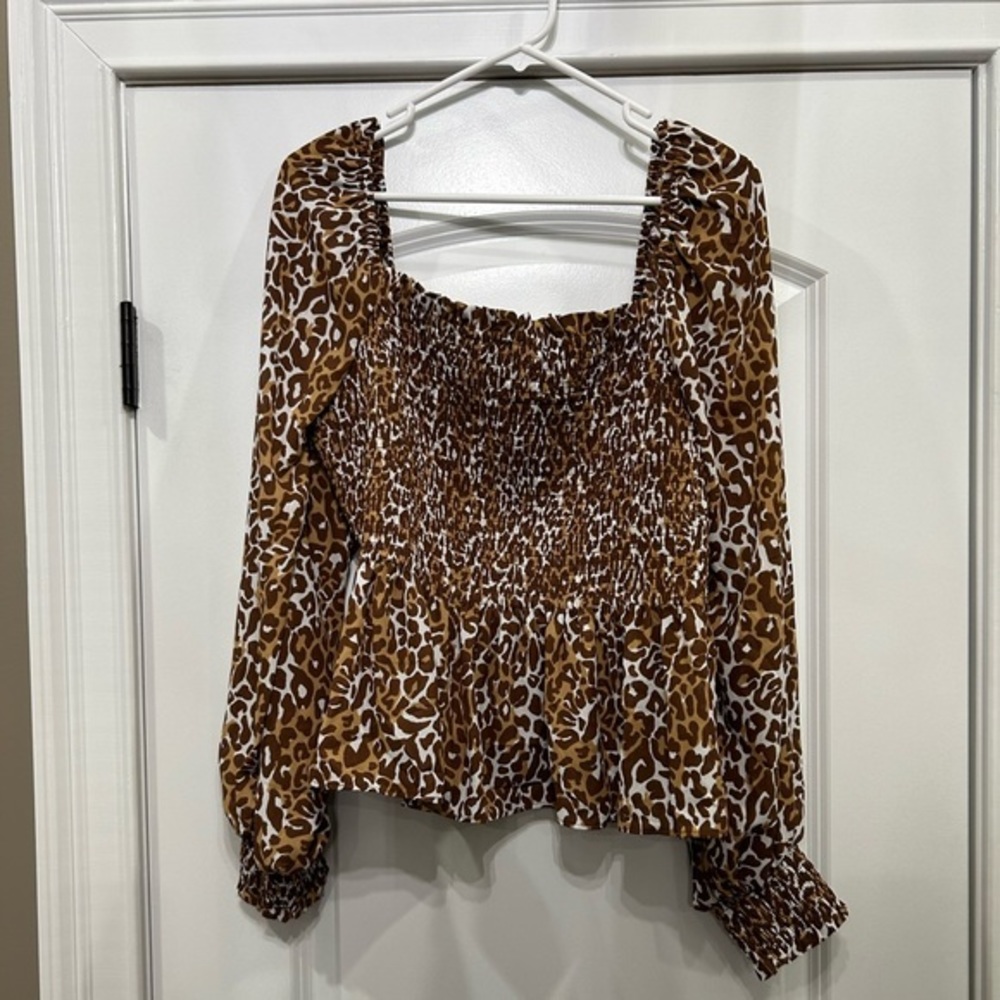 Women’s Lilly Pulitzer Smock Long Sleeve Leopard Top size XL